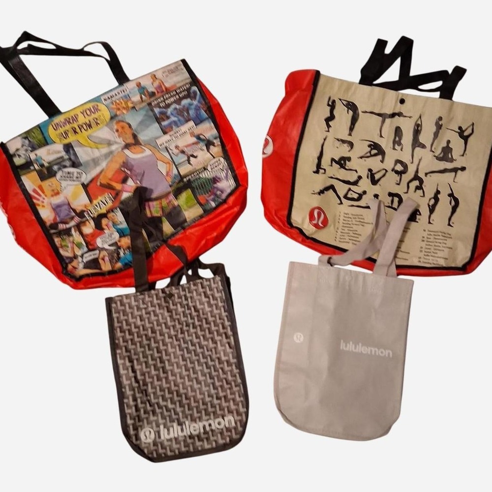Lululemon bundle 4 tote bags with comic book style graphic
